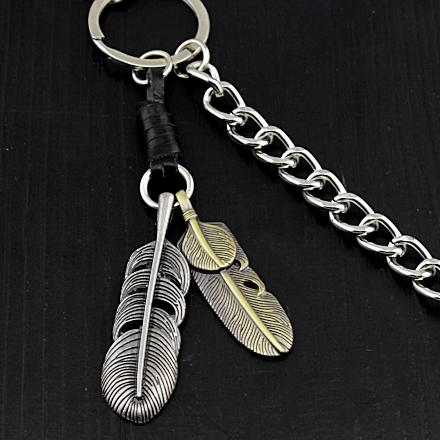 Cool Mens Feather Silver Wallet Chain Pants Chain jeans chain jean chain Biker Wallet Chain For Men