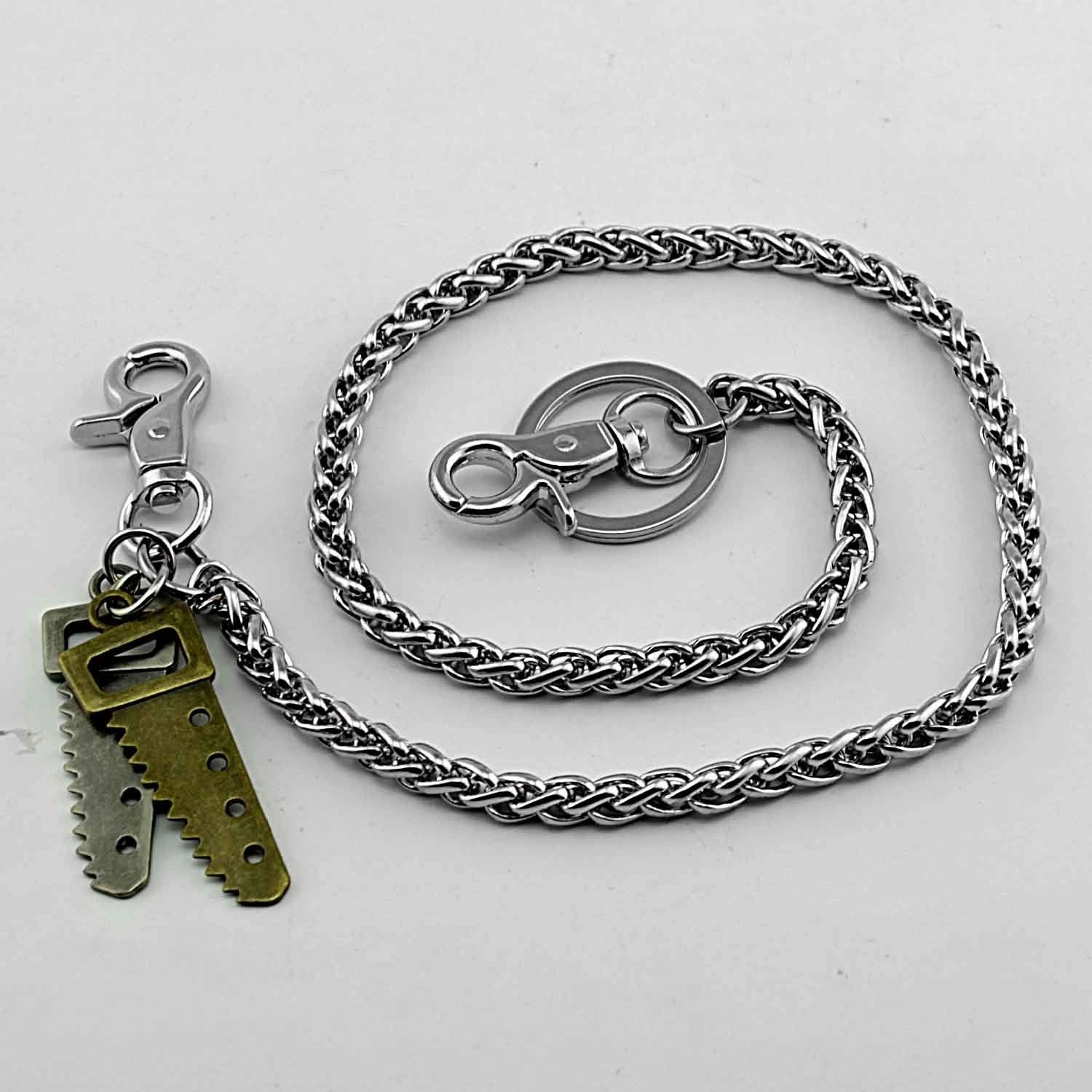 Cool Saw Mens Key Chain Long Wallet Chain Silver Pants Chain Biker Wallet Chain For Men
