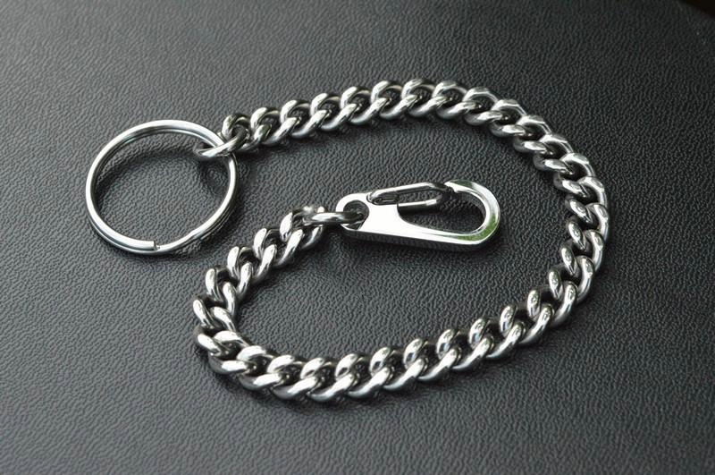 Cool Silver Brass Stainless Steel Mini Key Chain Wallet Chain Hanging Chain for Men
