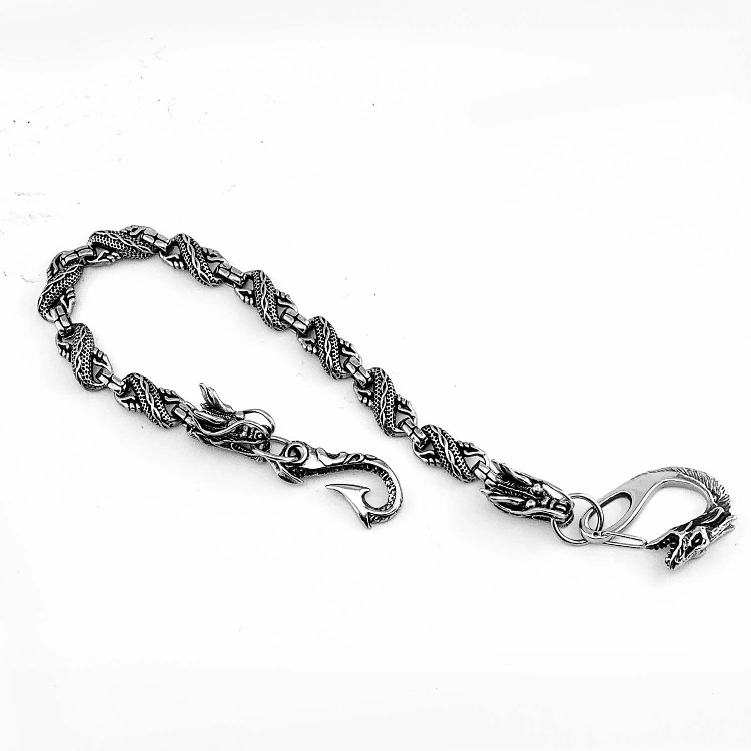 Cool Silver Dragon Mens Biker Wallet Chain STAINLESS STEEL Pants Chain Wallet Chain For Men