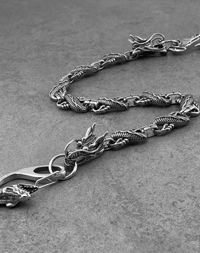 Cool Silver Dragon Mens Biker Wallet Chain STAINLESS STEEL Pants Chain Wallet Chain For Men