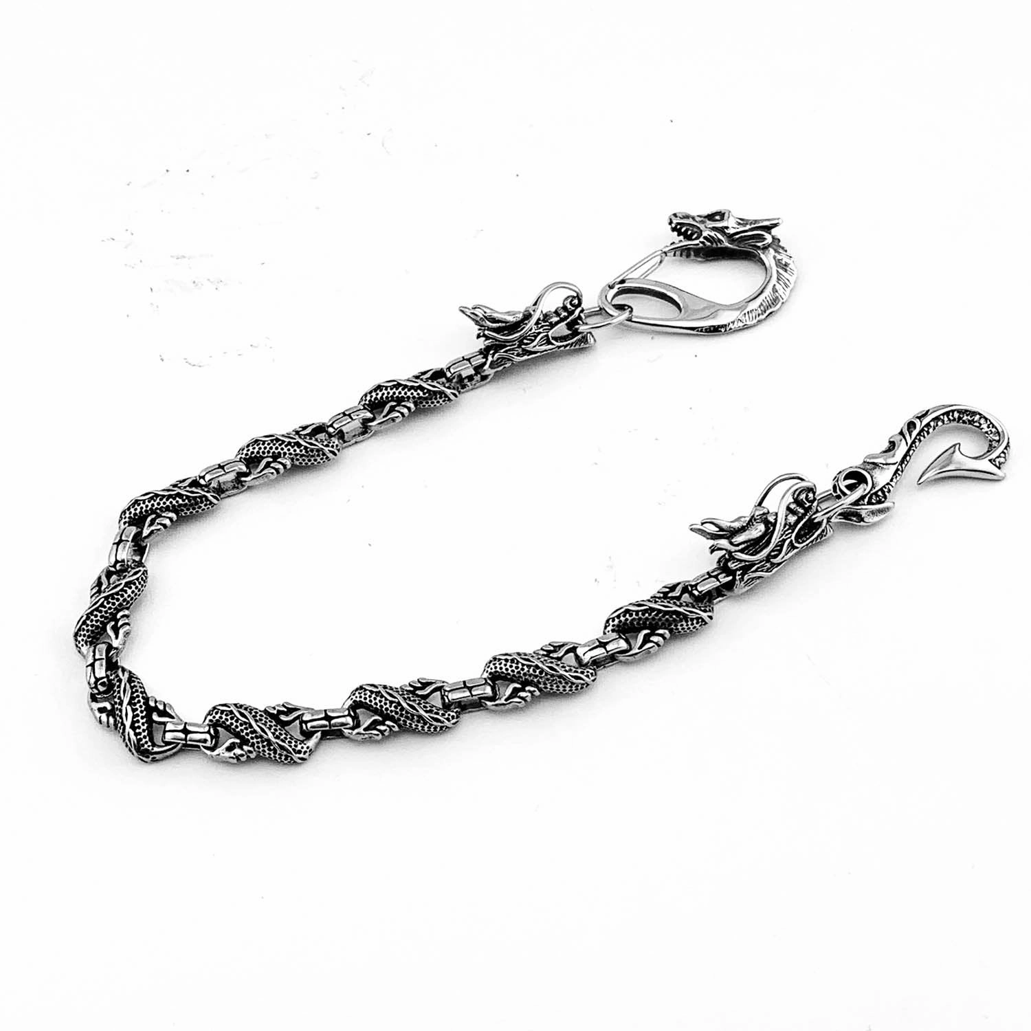 Cool Silver Dragon Mens Biker Wallet Chain STAINLESS STEEL Pants Chain Wallet Chain For Men
