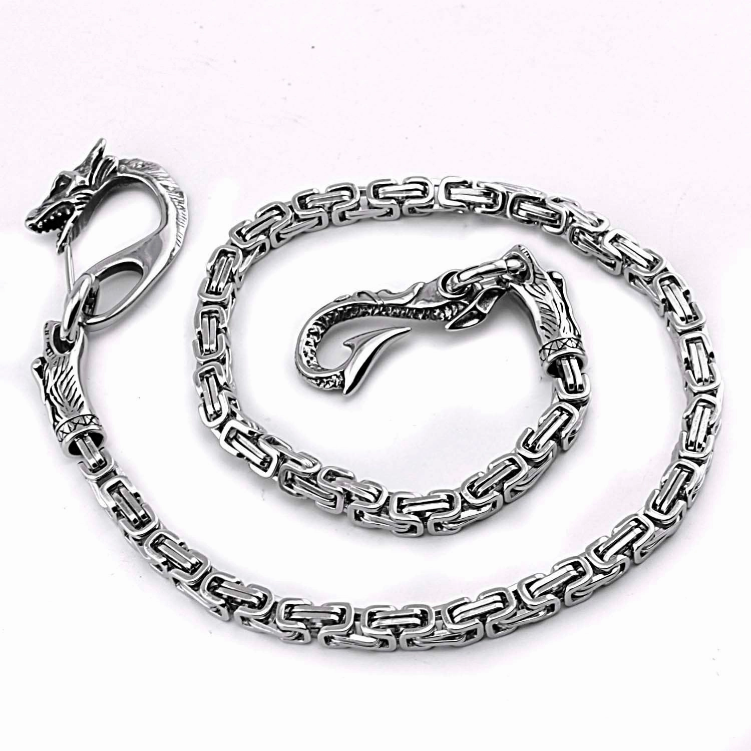Cool Silver Dragon Stainless Steel Wallet CHain Long Biker Wallet CHain jeans chain jean chain For Men