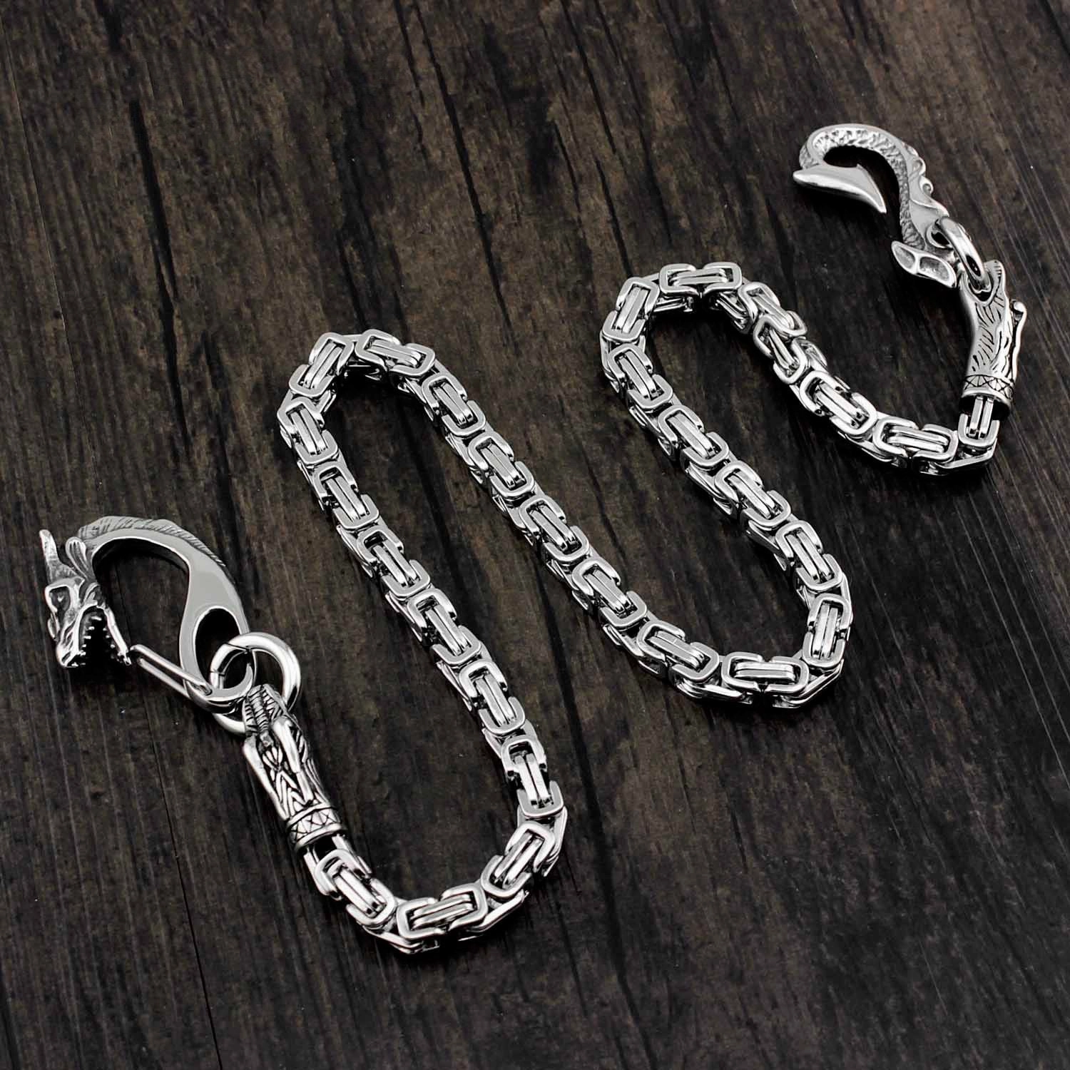 Cool Silver Dragon Stainless Steel Wallet CHain Long Biker Wallet CHain jeans chain jean chain For Men