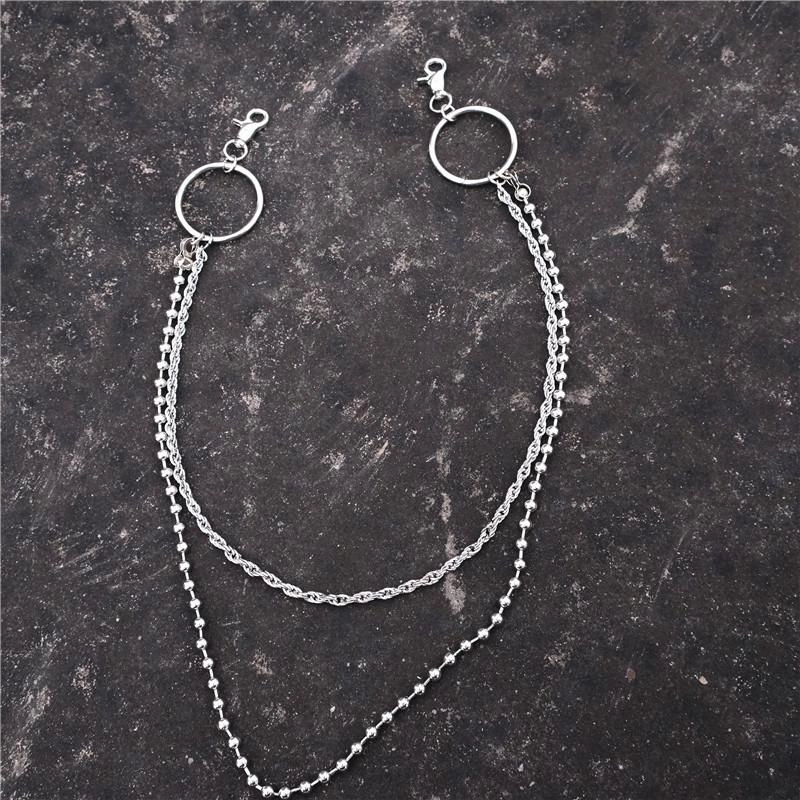Cool Stainless Steel Mens Double Wallet Chain Pants Chain jeans chain jean chain For Men