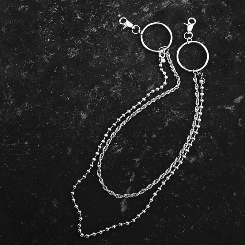 Cool Stainless Steel Mens Double Wallet Chain Pants Chain jeans chain jean chain For Men