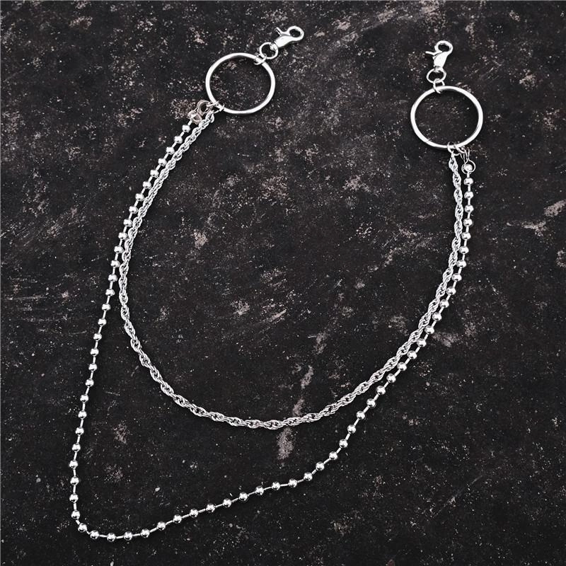 Cool Stainless Steel Mens Double Wallet Chain Pants Chain jeans chain jean chain For Men