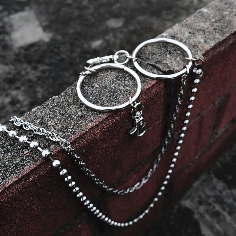 Cool Stainless Steel Mens Double Wallet Chain Pants Chain jeans chain jean chain For Men