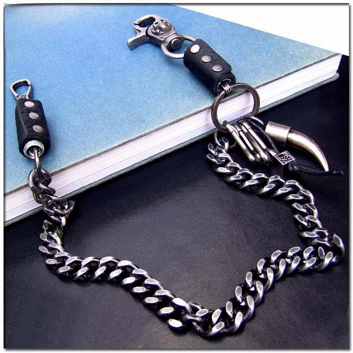 Cool Wallet Chains Men's Bull Horns Biker Wallet Chain Best Chain for Pants