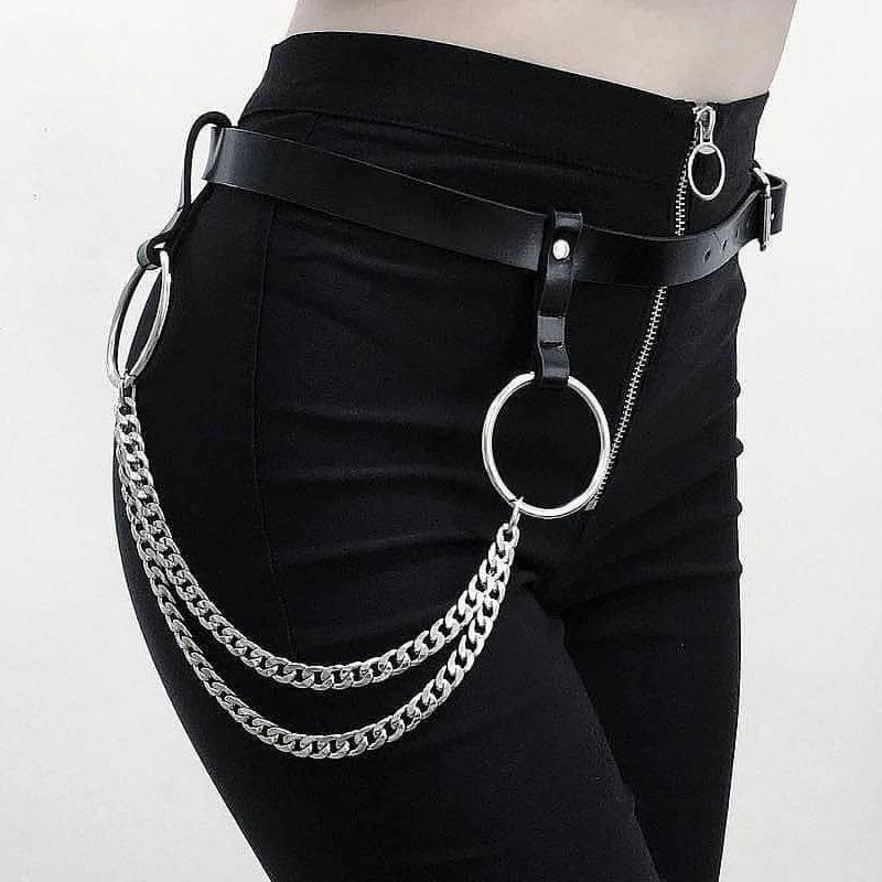 Cool Womens Mens Big Rings Double Pants Chain jeans chain jean chain Wallet Chain For Men