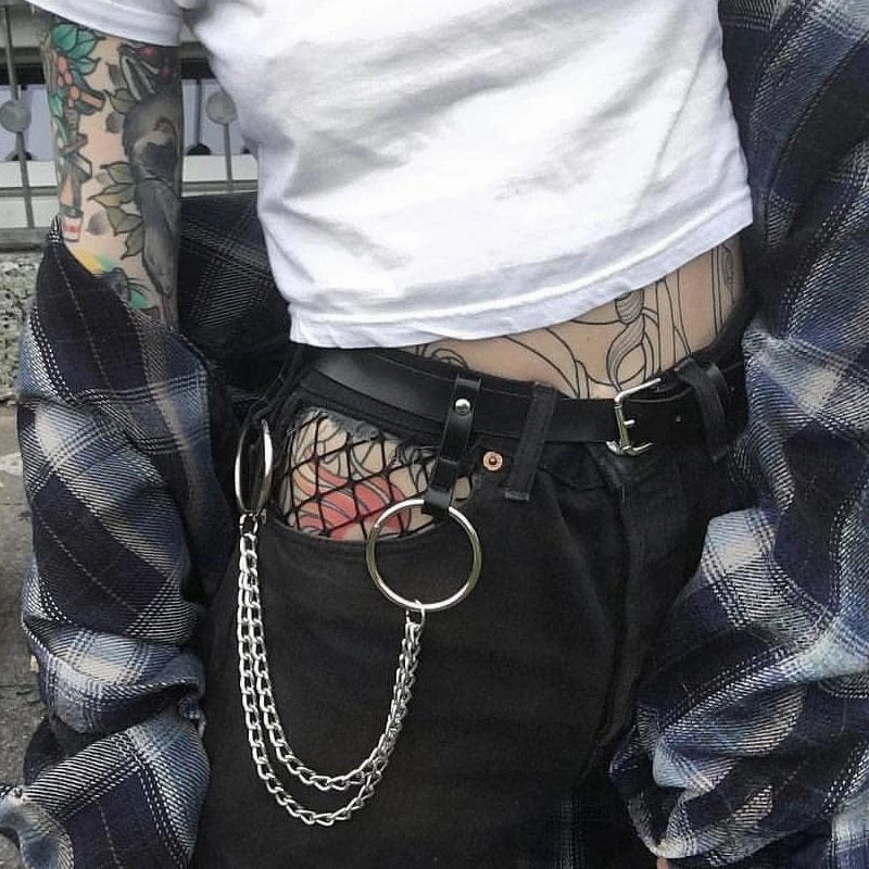 Cool Womens Mens Big Rings Double Pants Chain jeans chain jean chain Wallet Chain For Men
