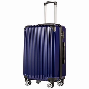 COOLIFE Luggage Expandable(only 28") Suitcase PC ABS Spinner 20in 24in 28in Carry on (Navy New, S(20in)_Carry on)