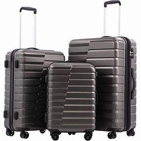 COOLIFE Luggage Expandable Suitcase PC ABS 3 Piece Set with TSA Lock Spinner Carry on new fashion design (gray, 3 piece set)