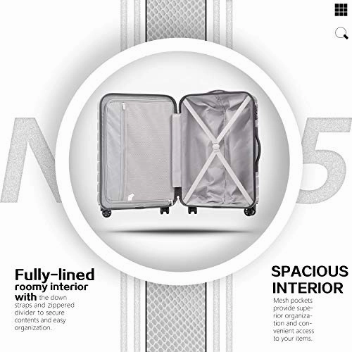 COOLIFE Luggage Expandable Suitcase PC ABS 3 Piece Set with TSA Lock Spinner Carry on new fashion design (gray, 3 piece set)