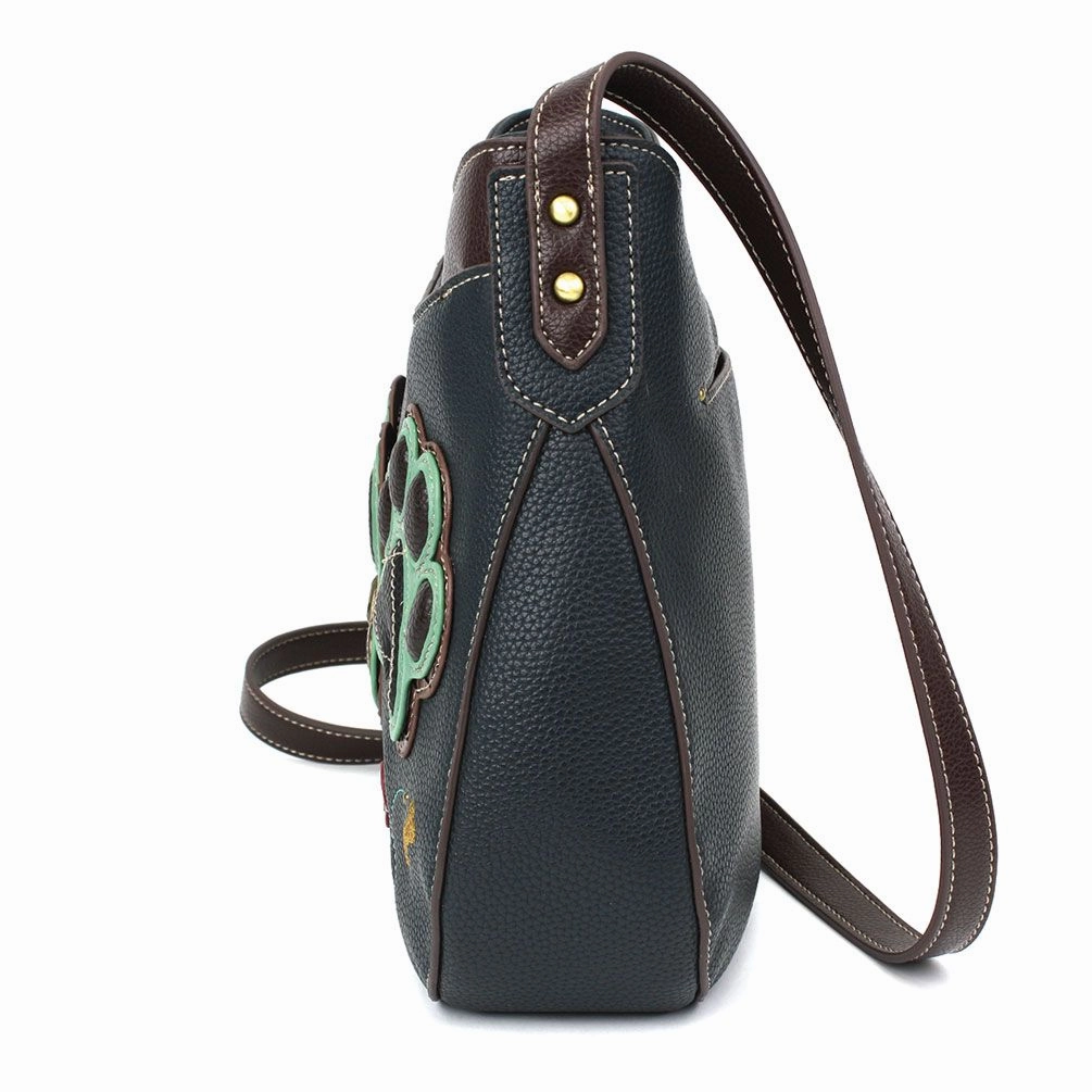 Crescent Crossbody - Teal Pawprint
