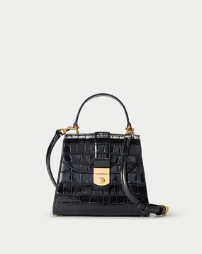 Croc-Embossed Crest Lock Bag