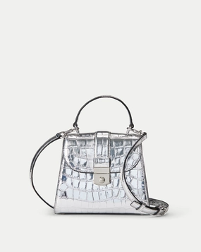 Croc-Embossed Crest Lock Bag