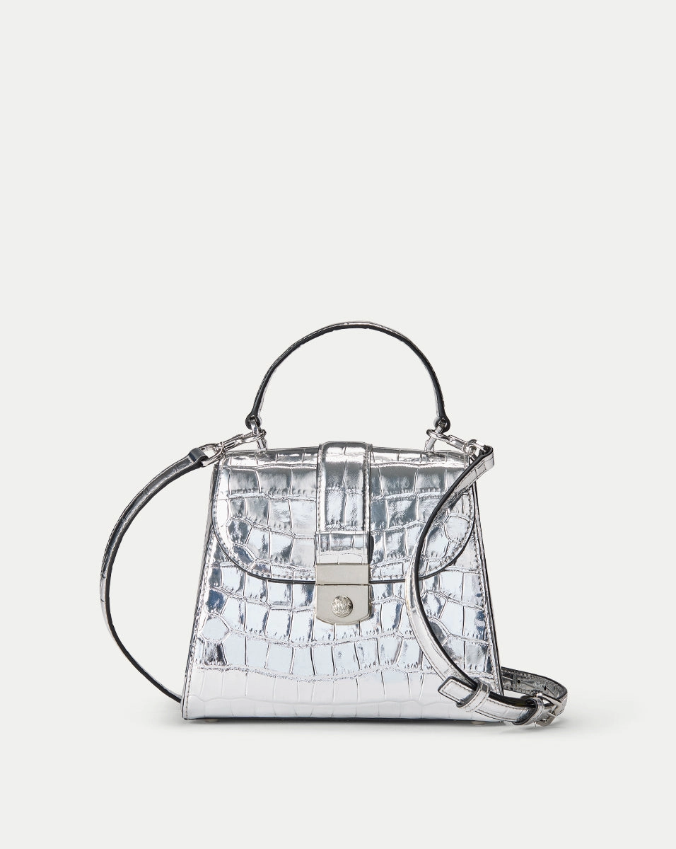 Croc-Embossed Crest Lock Bag