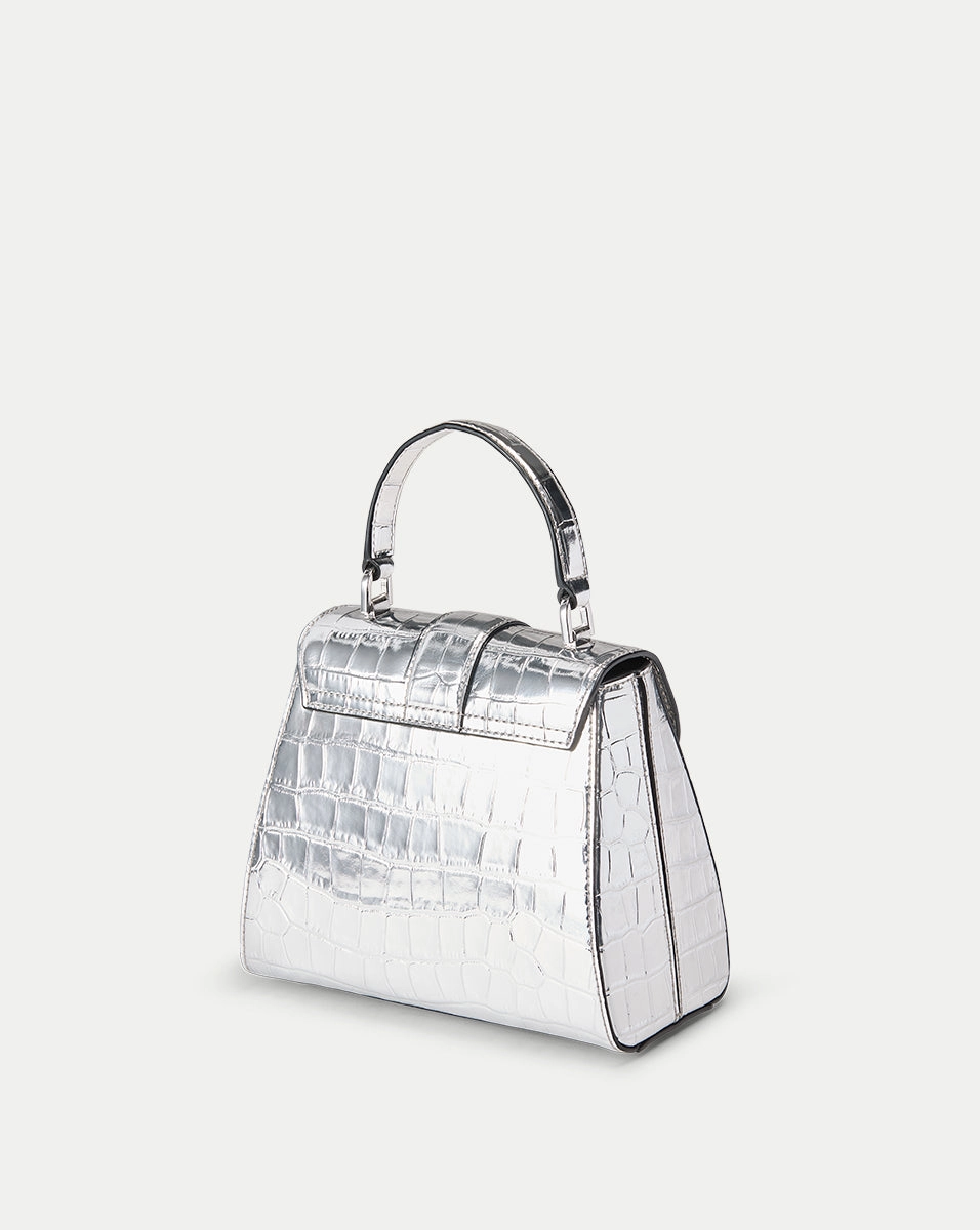 Croc-Embossed Crest Lock Bag