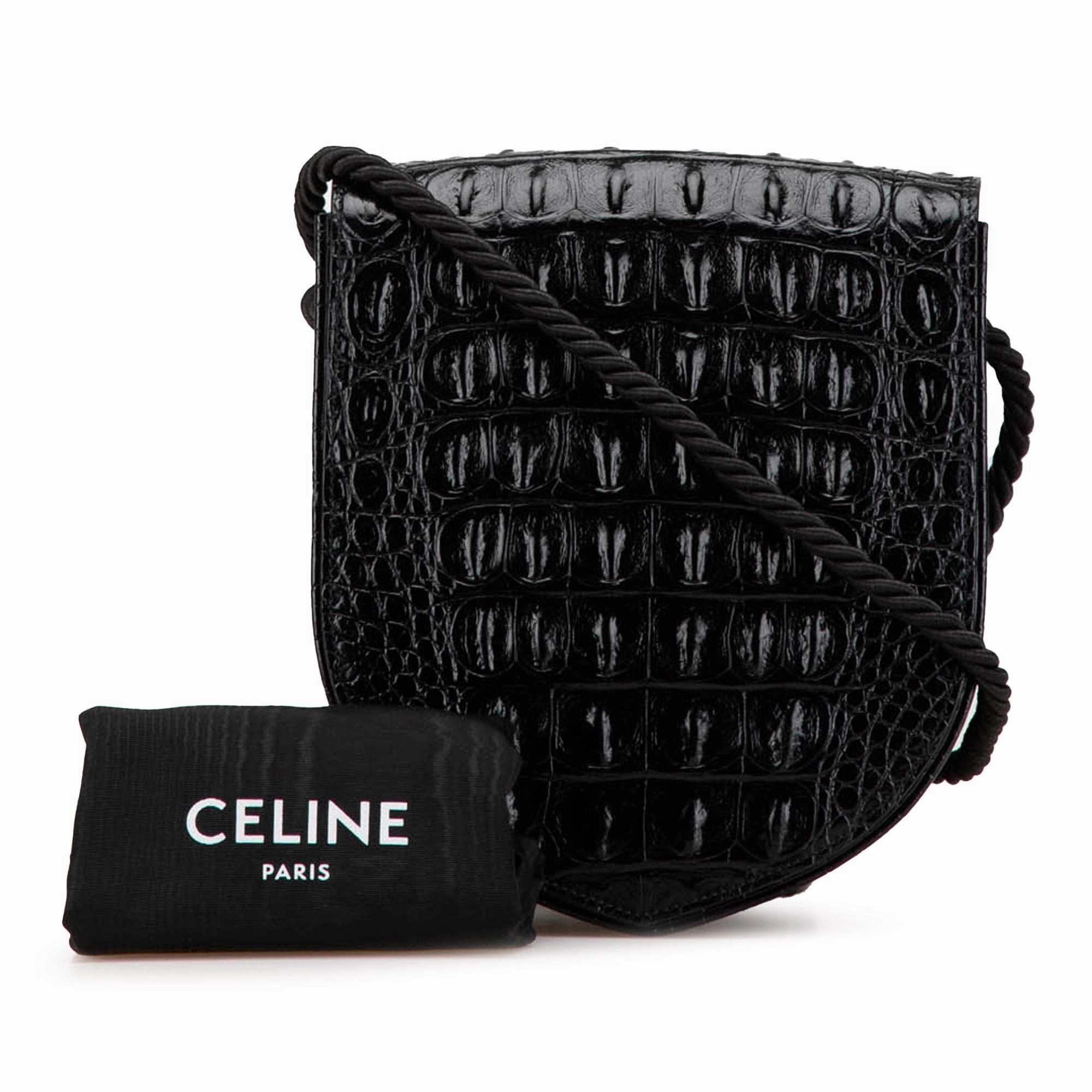 Croc Embossed Leather Ecusson Flap Crossbody