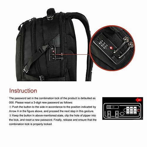 Crossgear Backpack With Lock Business Casual Large College School Daypack Laptops And Tablets Bag