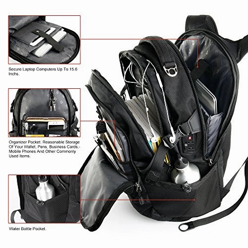 Crossgear Backpack With Lock Business Casual Large College School Daypack Laptops And Tablets Bag