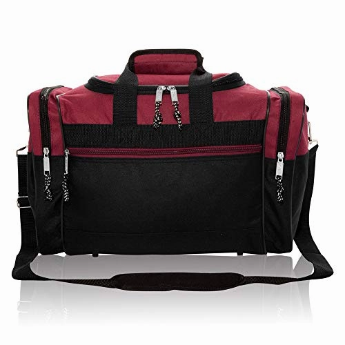 DALIX 17" Blank Duffle Bag Duffel Bag Travel Size Sports Durable Gym Bag (Maroon)