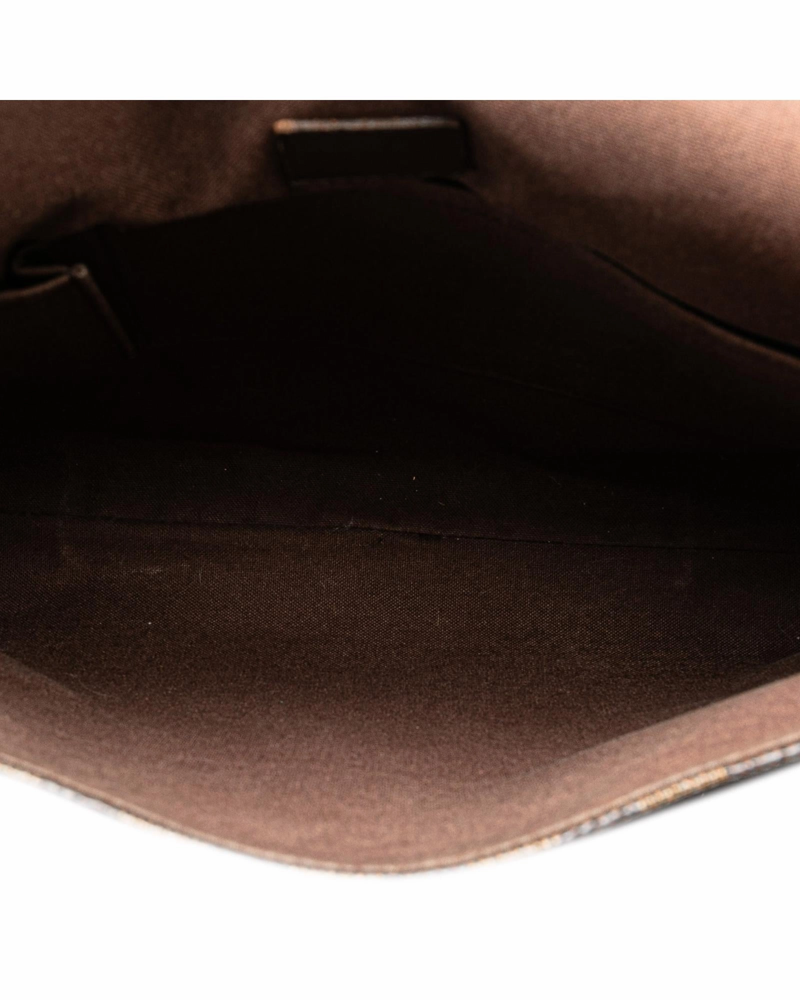 Damier Ebene Canvas Crossbody Bag with Adjustable Strap and Magnetic Closure