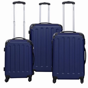 Dark Blue 3 Pcs Luggage Travel Set Bag ABS PC Trolley Suitcase