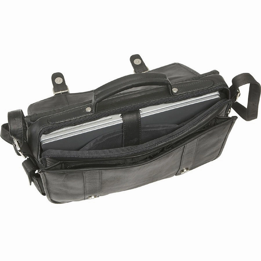 David King Porthole Leather Computer Briefcase