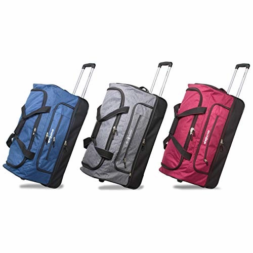 Dejuno 28" Lightweight Denim Drop Bottom Rolling Duffel Bag-Grey, One Size