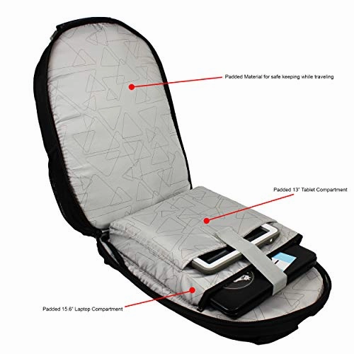 Dejuno Commuter Backpack Checkpoint-Friendly 15.6" Laptop Pocket - Black Grey, One Size