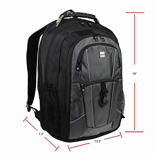 Dejuno Commuter Backpack Checkpoint-Friendly 15.6" Laptop Pocket - Black Grey, One Size