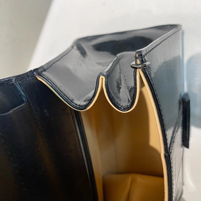 Delvaux Black Glossy Leather Crossbody Bag