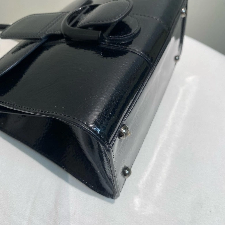 Delvaux Black Glossy Leather Crossbody Bag