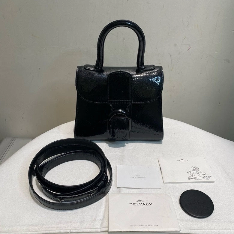 Delvaux Black Glossy Leather Crossbody Bag