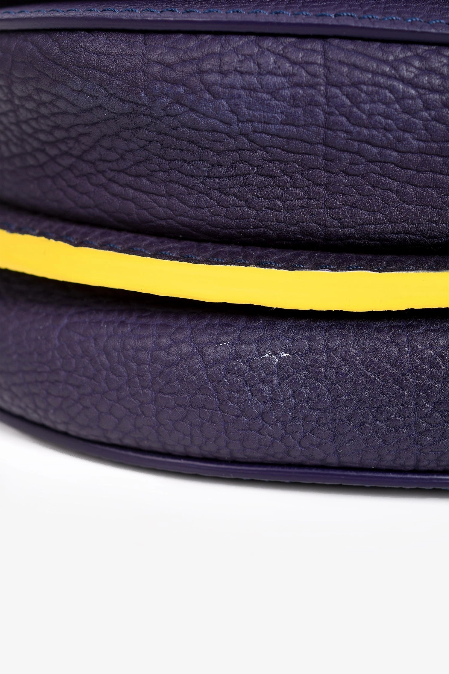 Delvaux Purple/Yellow Leather 'Le Mutin' Mini Saddle Crossbody Bag