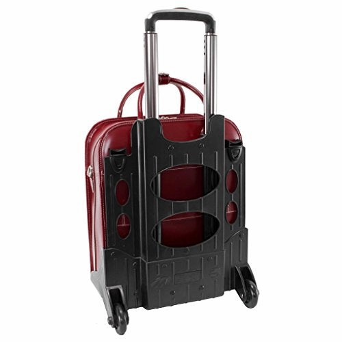 Detachable -Wheeled Women's Laptop Briefcase, Leather, Mid-Size, Red - LA Grange | McKlein - 96496