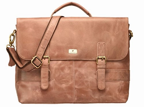 DH Shillong 15 Inch Retro Buffalo Hunter Leather Laptop Messenger Bag Office Briefcase College Bag