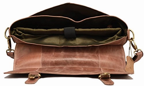 DH Shillong 15 Inch Retro Buffalo Hunter Leather Laptop Messenger Bag Office Briefcase College Bag