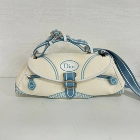 Dior Canvas Crossbody White and Blue Medium