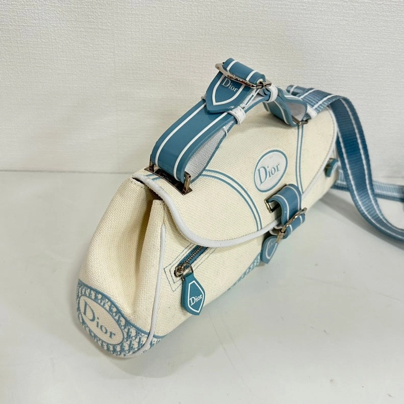 Dior Canvas Crossbody White and Blue Medium
