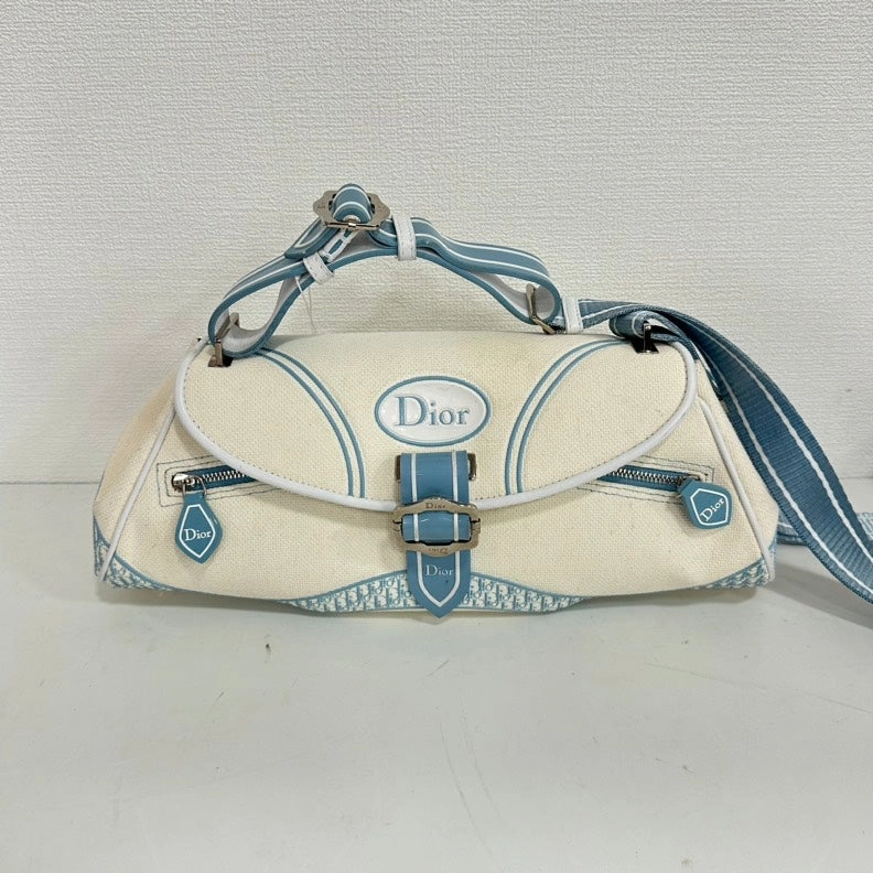 Dior Canvas Crossbody White and Blue Medium