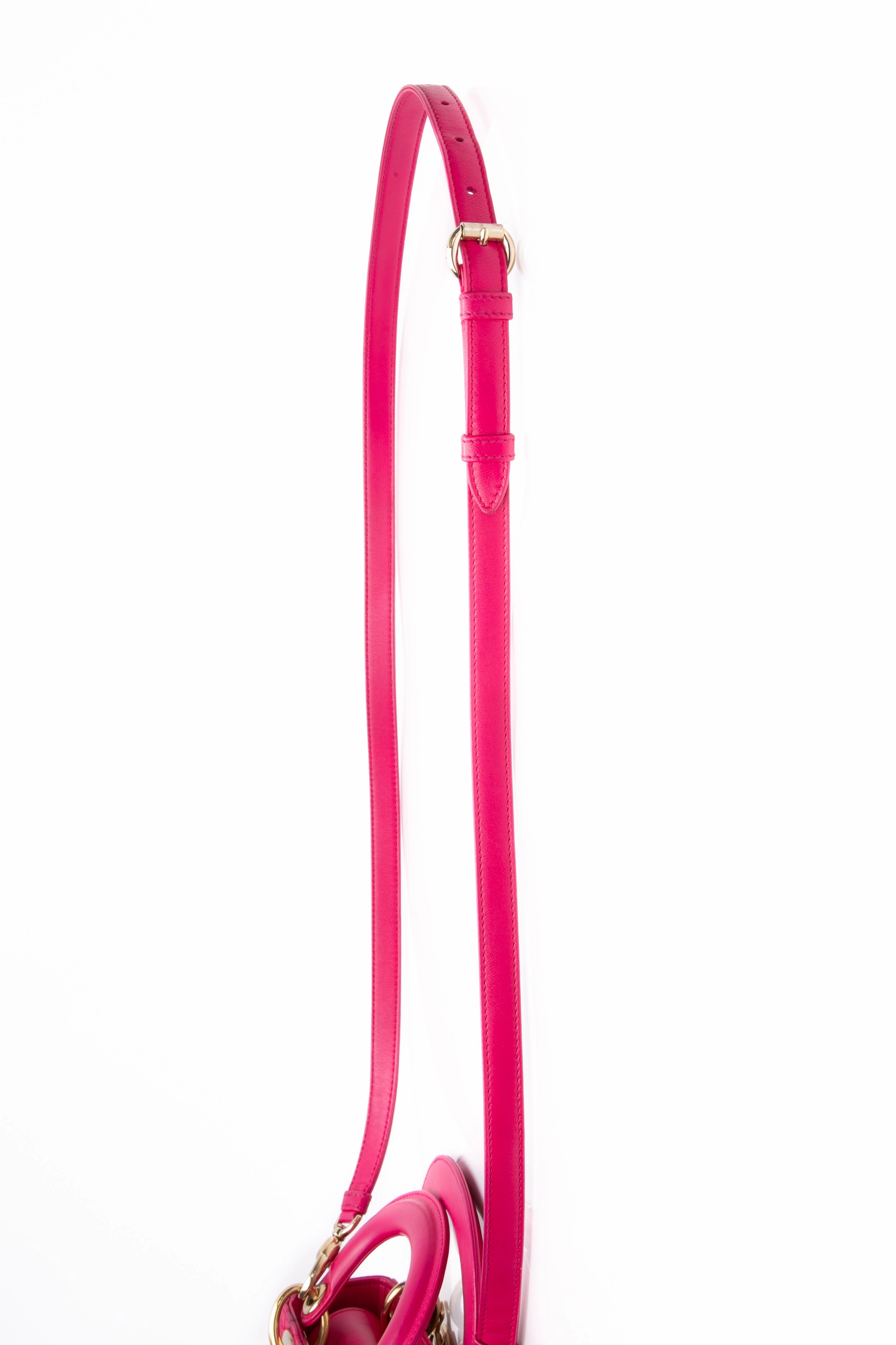 DIOR Lady Dior Mini Hot Pink Cannage Lambskin Leather Crossbody Bag