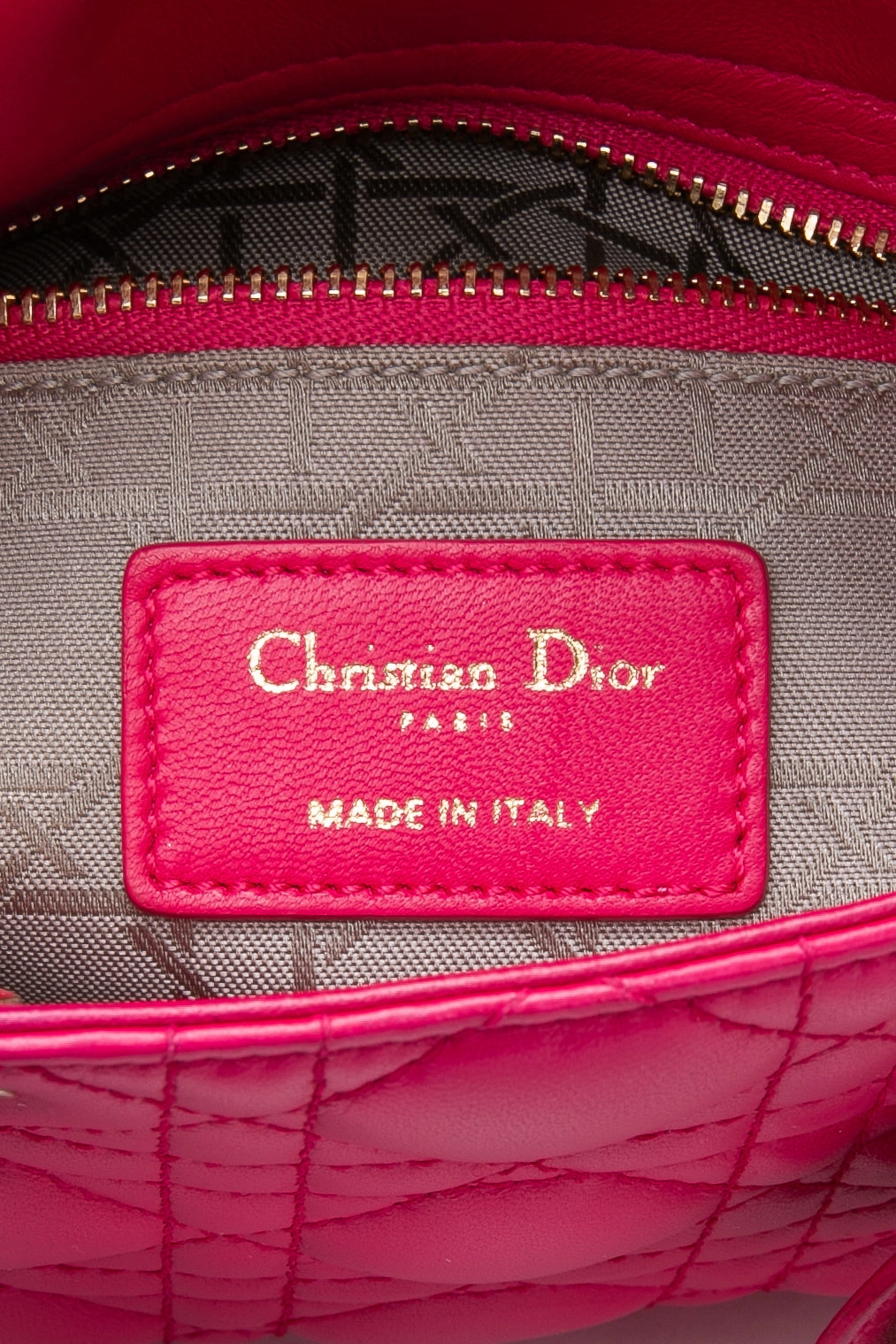DIOR Lady Dior Mini Hot Pink Cannage Lambskin Leather Crossbody Bag