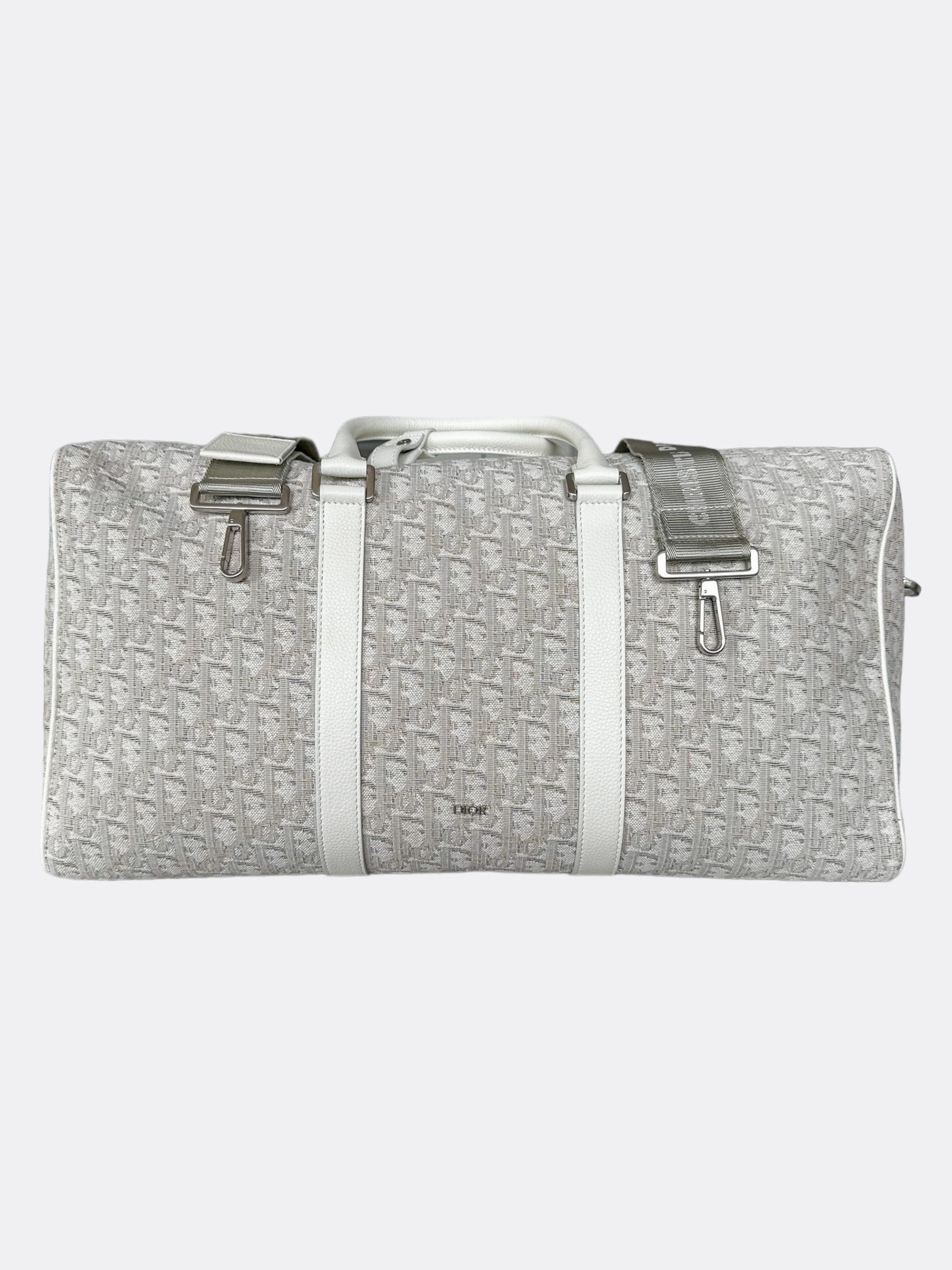 Dior White Oblique Lingot 50 Duffle Bag