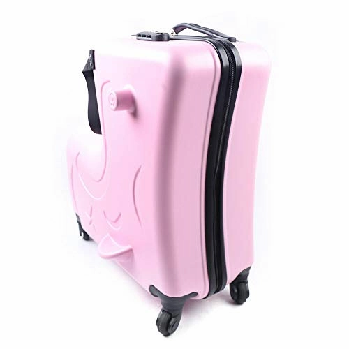 DNYSYSJ 20 Inch Children's Ride On Trolley Luggage, Portable Universal Wheel Luggage Carry On Luggage, Waterproof Unisex Boys Girls Travel Suitcase With Lock, ABS PU (Pink)
