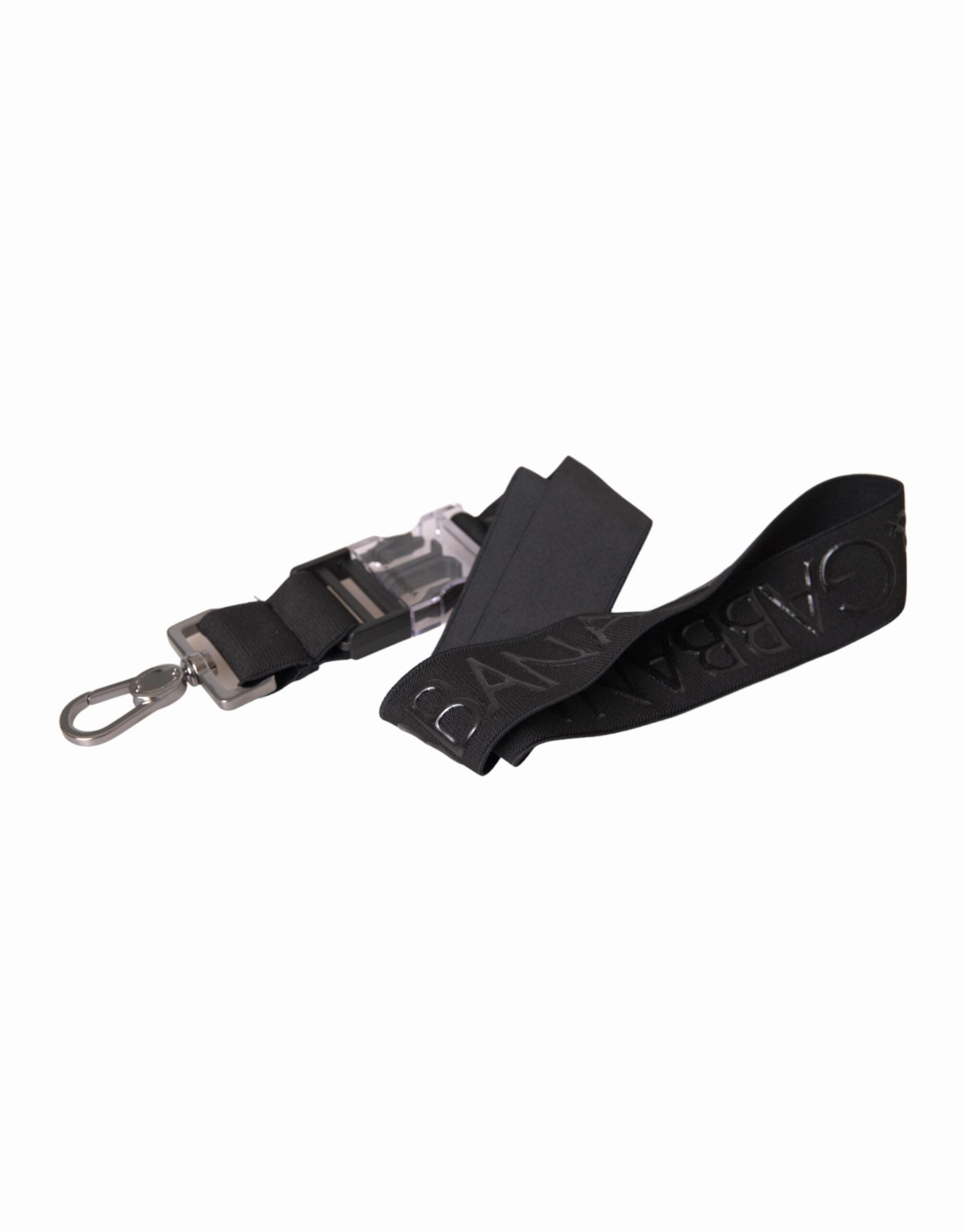 Dolce & Gabbana Black Polyester Stretch Logo Print Bag Shoulder Strap