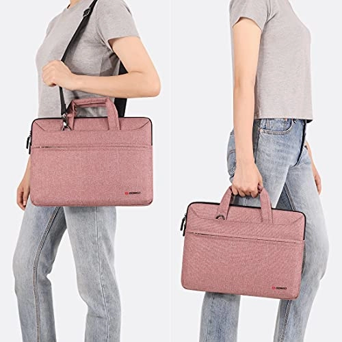 DOMISO 10.1 inch Laptop Sleeve Shoulder Bag Water-Resistant Messenger Bag Business Briefcase for 9.7"10.5"11"iPad Pro,iPad Air 3 10.5, iPad Pro 10.5, iPad 1/2/3/4/5/6,Lenovo Yoga Book, Pink