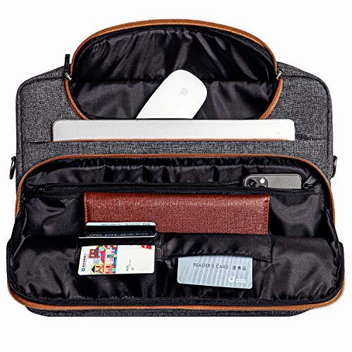 DOMISO 13.3 Inch Multi-Functional Laptop Sleeve Business Briefcase Waterproof Messenger Shoulder Bag for 13"-13.3" Laptops/MacBook Pro Retina/Dell XPS 13 / Surface Book/ASUS/Acer, Dark Grey
